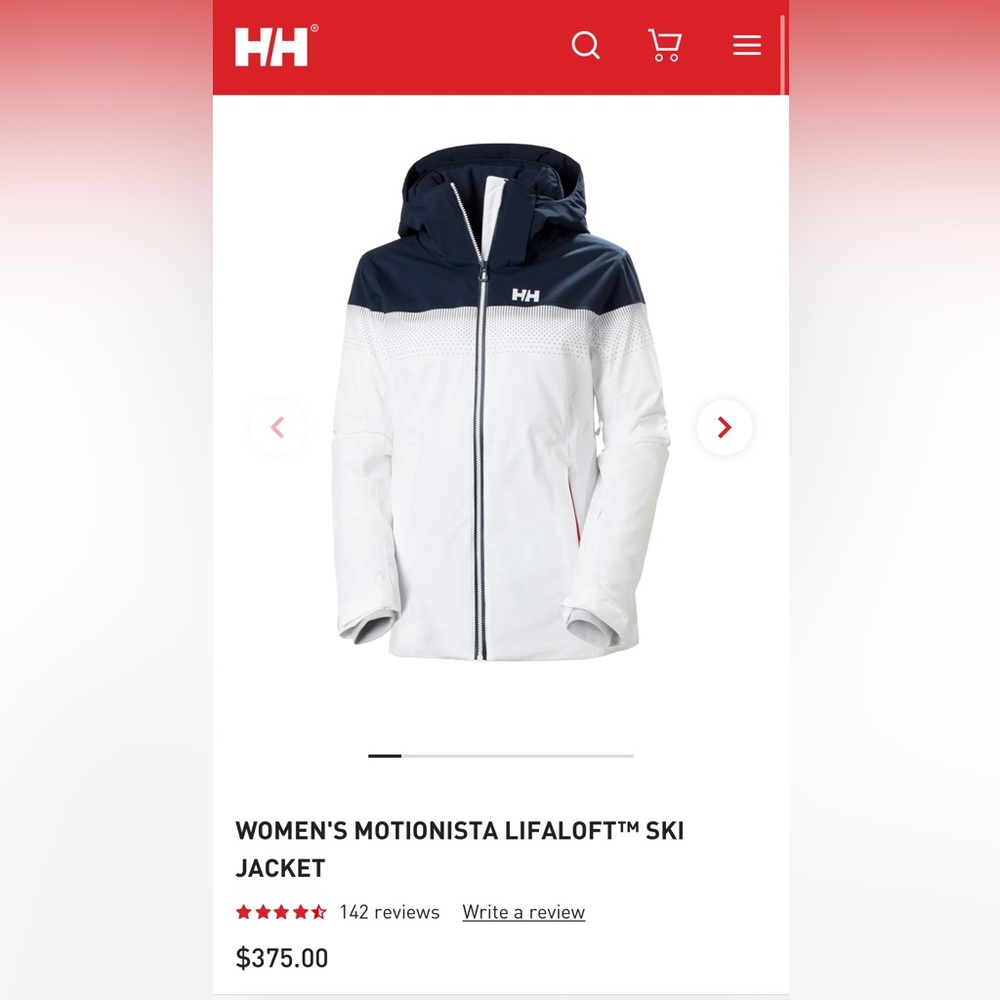 Helly Hansen Motionista Lifaloft ski Jacket Size Small